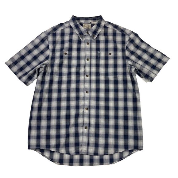 CE Schmidt Workwear Shirt Men’s L Blue Plaid Short Sleeve Button Up Casual - Picture 1 of 7